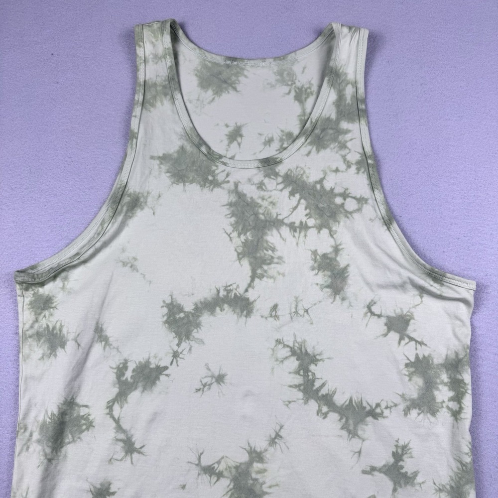 Lululemon Fundamental Tank Shirt Men L Green Tie Dye Sleeveless Performance Gym